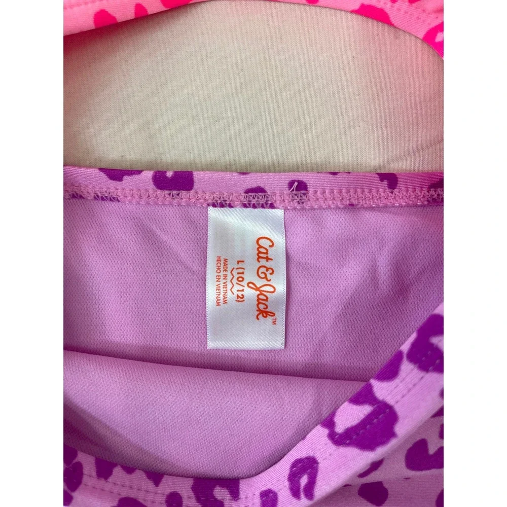 Cat & Jack Girls Leopard Print Cutout One-Piece Swimsuit Size L 10/12 NWT